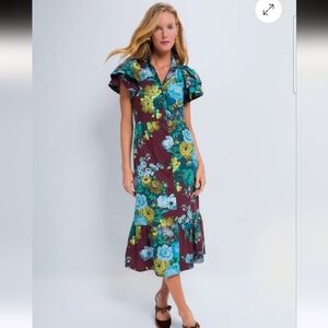 NWT Tuckernuck Oxblood Verdant Floral Alice Dress XXL merlot sharp floral
